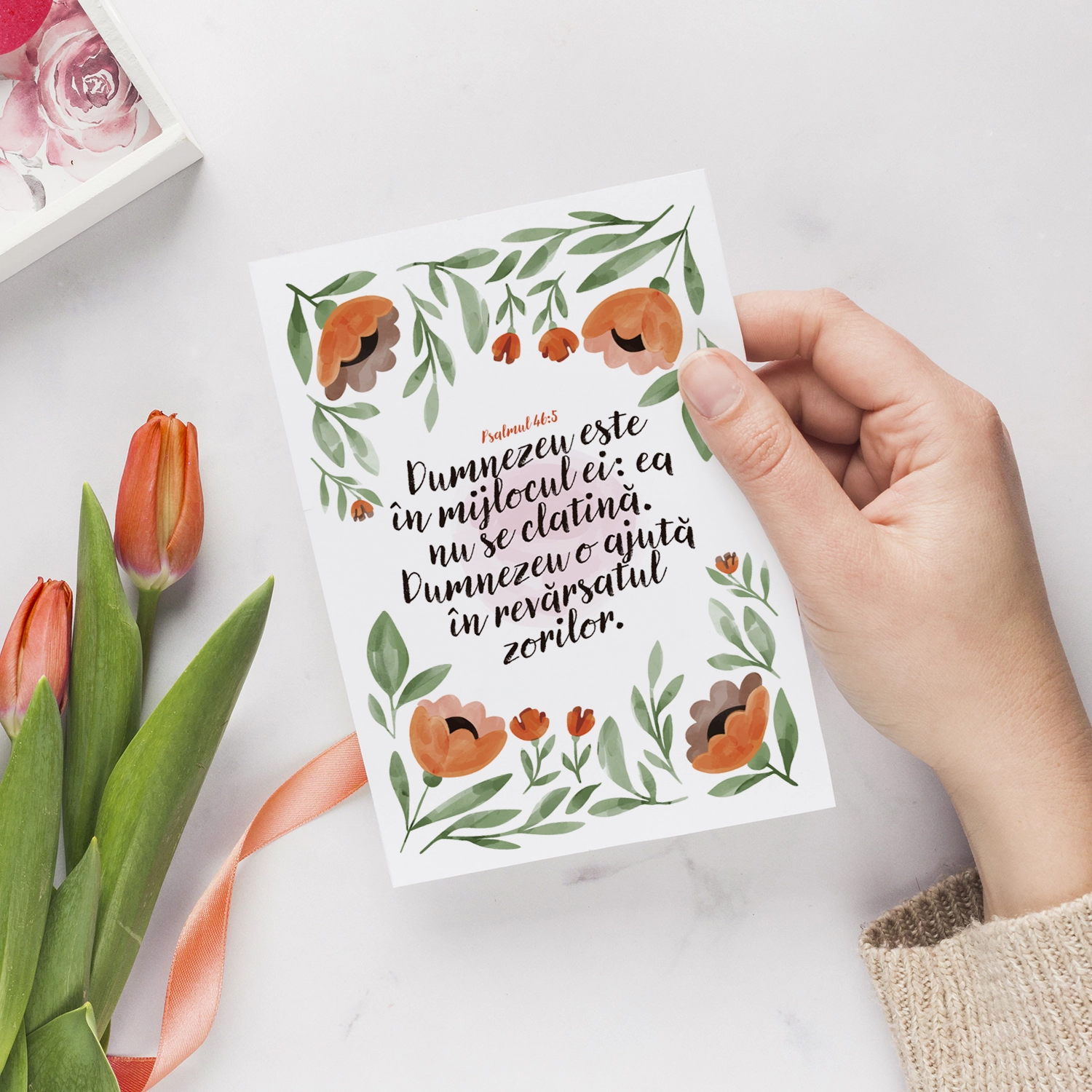 Felicitare de 8 martie cu verset biblic, Psalmul 46:5